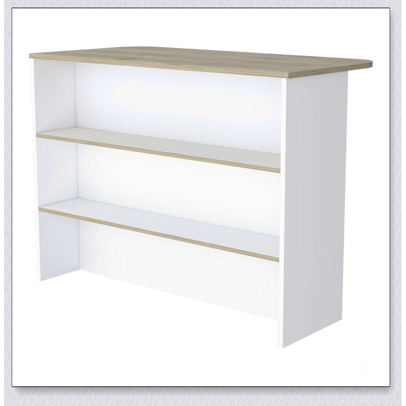 Light Pine 3-Tier Shelf Kitchen Island with Spacious Work Surface and Durable Construction for Enhanced Functionality