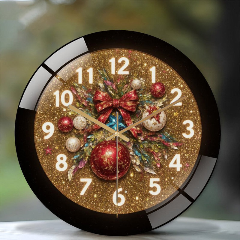 Horloge murale 12 po ronde en verre trempé avec mouvement à quartz silencieux
