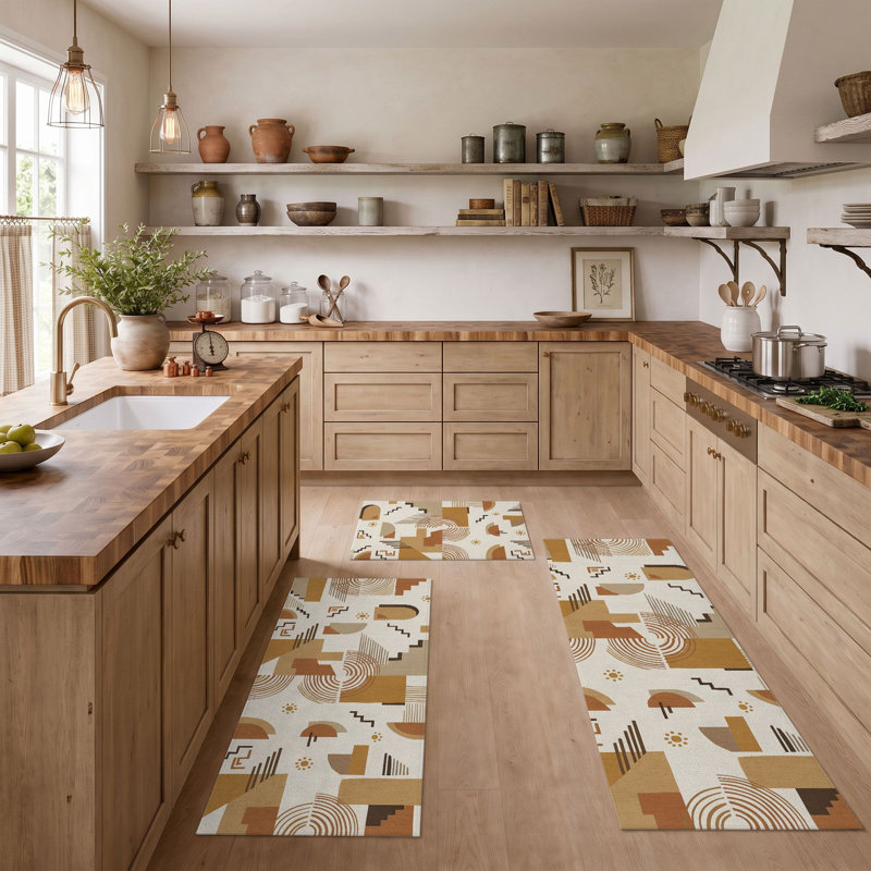 Tapis de cuisine géométriques abstraits et lavables antidérapants