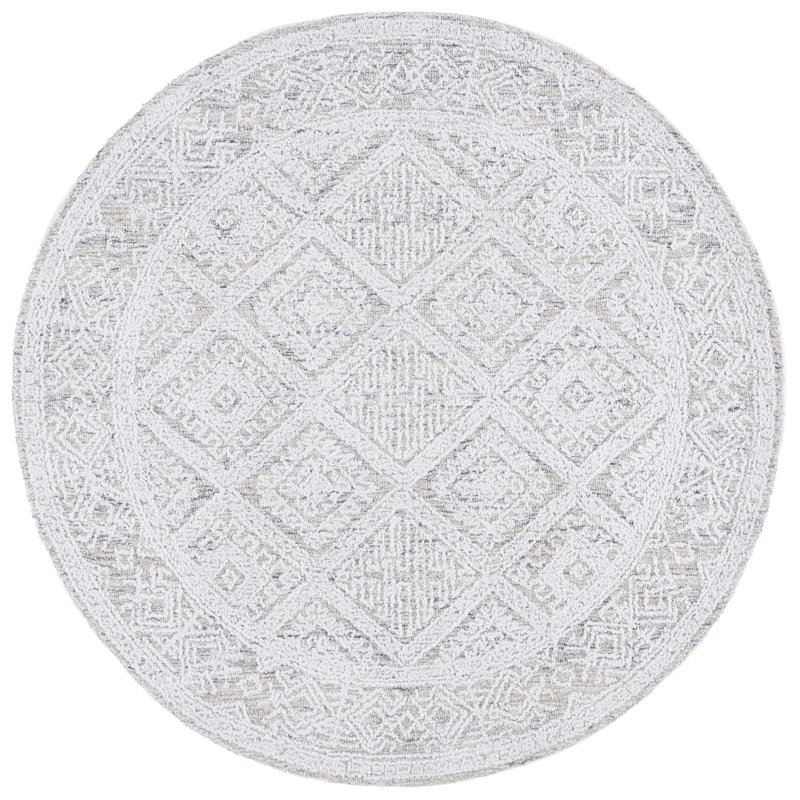 Tapis taupe / ivoire Allyana 229, Rond 6 pi