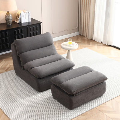 Fauteuil à billes 32 "avec repose-pieds, grande chaise longue pour adultes, canapé paresseux rembourré pour le salon, la chambre à coucher