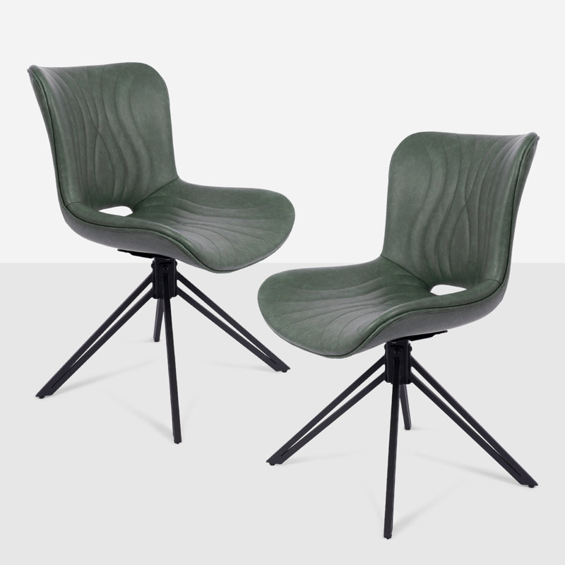Chaises de salle à manger pivotantes rembourrées, Vert