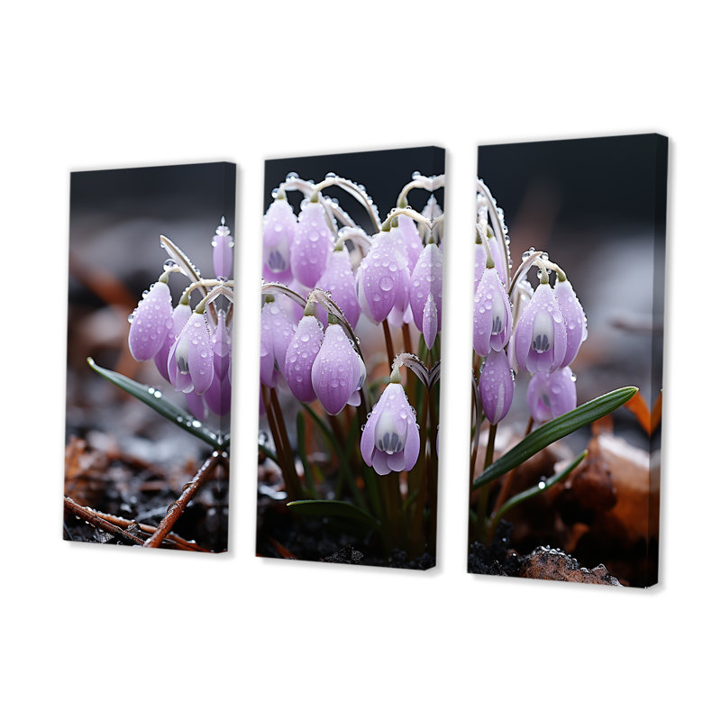 Lavande, neige d'hiver, fleur d'hiver - ensemble de toiles de neige, H 28 po x l 36 po x P 1 po