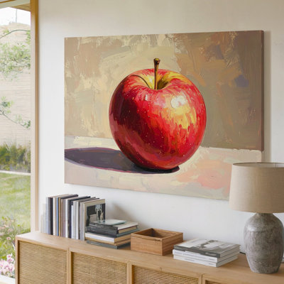 Wall Art Canvas Classic Red Apple Canvasrealistic Still Life On Cream Textured Background Wall