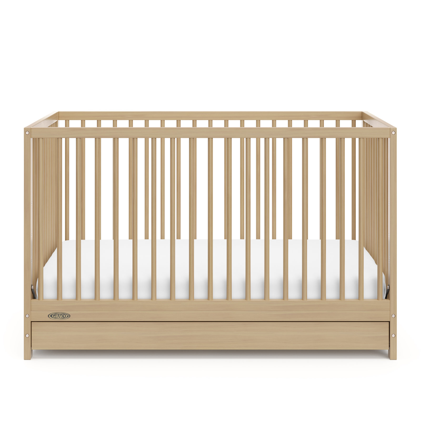 Teddi 5-in-1 Convertible Crib with Storage, Driftwood, Crib + Mattress