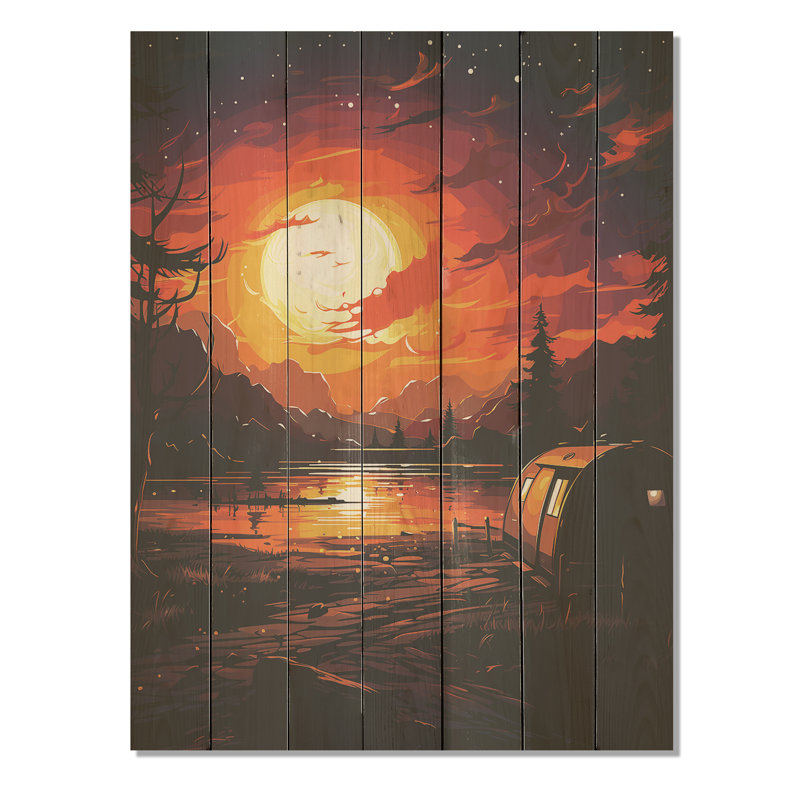 Prairie Camp Sunset Getaway I - Impression de voyage en camping sur bois, H 20 po x l 10 po