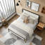 Bed with White Boucle fabric Headboard-861861110