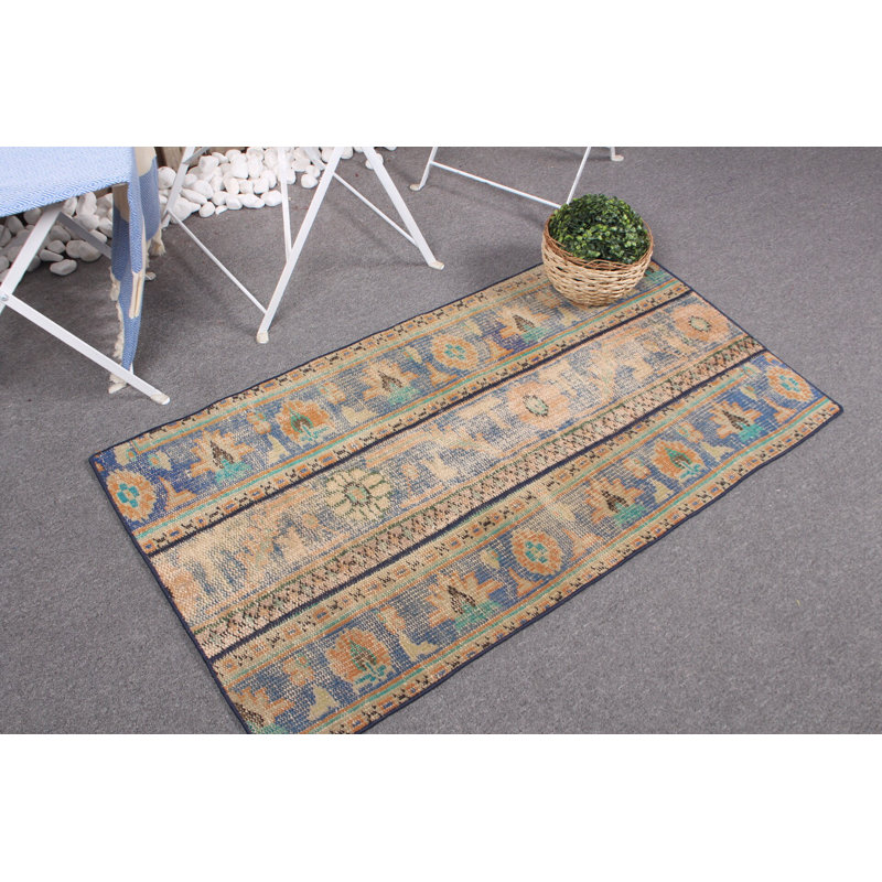 Vintage Turkish Oushak Small Rug with Patchwork Design for Door Mat and Home Decor