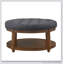 Grande table basse ronde avec repose-pieds rembourré en lin capitonné, parfaite pour une utilisation intérieure et extérieure avec tablette en bois massif-1367387210
