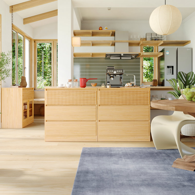 Kitchen Pantry Cabinet With Open Shelves, Storage Bookshelf With Drawers (C+2F+C)
