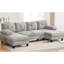 Chenille en forme de U gris avec deux méridiennes, poches de rangement et coussins d'accoudoirs pour la détente de canapé modulaire-842028851