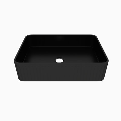 Évier en céramique noire avec finition luxueuse Bb17, céramique de haute qualité, chaleur, facile à nettoyer, décor contemporain, profondeur de 20,13 po, largeur de 13,47 po, bassin intégré de 21,72 lb, aspect brillant et égratignure