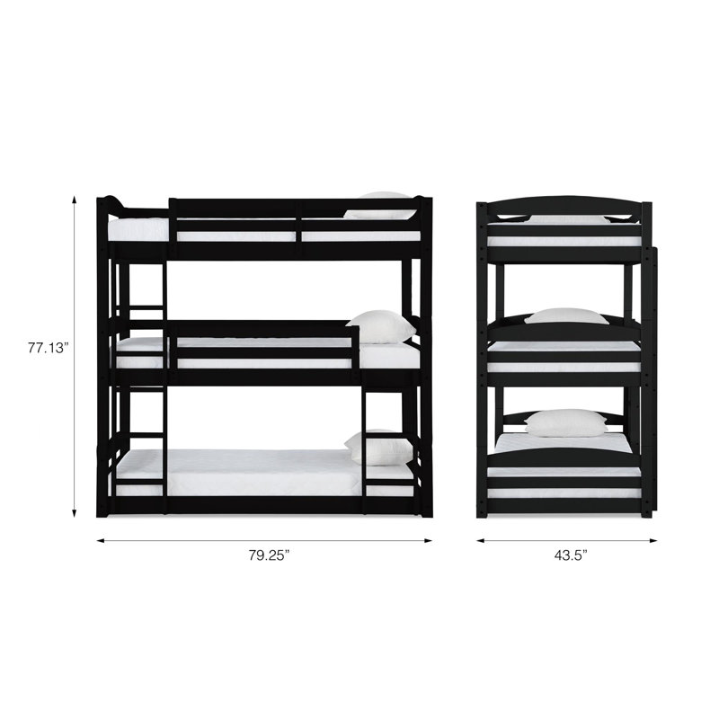 Cvyatko Twin over Twin Triple Bunk Bed, Black