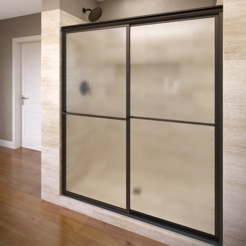 Porte de douche sans cadre Deluxe l 44 "x H 68", Obscur, Bronze huilé