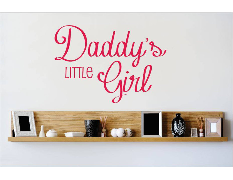 Décalcomanie murale little fille daddy, H 16 po x l 20 po x P 0,16 po, Noir