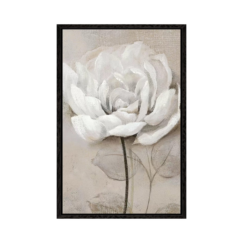 Soft White III - Painting on Canvas, Black Framed, 66.04 cm H x 45.72 cm W
