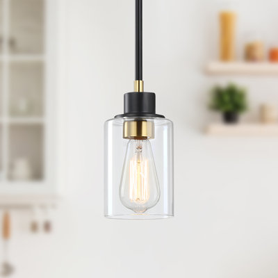Luminaire suspendu simple 1 lumière noir et or