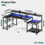 181Cm Rectangular Computer Desk with Power Outlets, L Shaped LED Office Desk with Long Monitor Stand-446458358