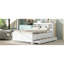 Lit plateforme double blanc avec tête de lit et rangement - 3 tiroirs, lit gigogne simple, bois massif pour une fabrication durable