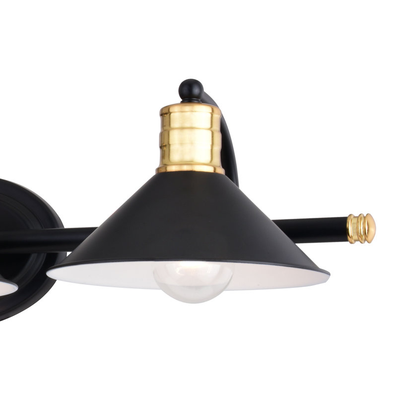 Tamar Dimmable Vanity Light, 2, Matte Black and Natural Brass