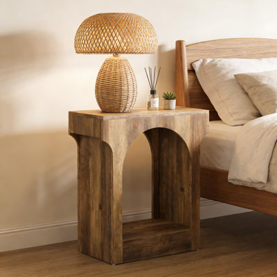 Table de bout arquée, table de thé à 2 niveaux, table de vestibule en bois