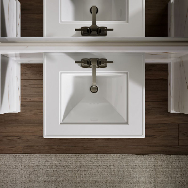 Memoirs® Stately 24" Pedestal Bathroom Sink with 4" Centerset Faucet Holes, White, 4" Centers, 34.75" H x 20.5" W x 24.5" L