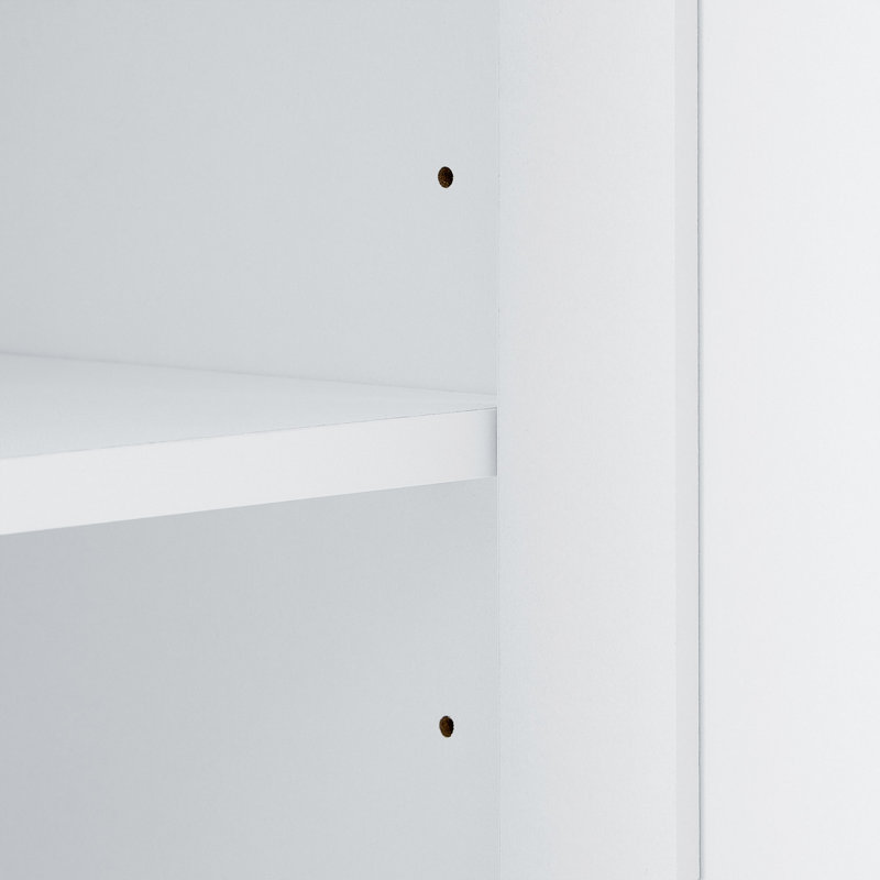Grande armoire de rangement pour salle de bain, armoire de rangement autoportante avec crochet et tablette réglable, panneau de fibres à densité moyenne