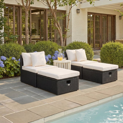 Chaise de patio avec coussins et repose-pieds Jannik Pramla