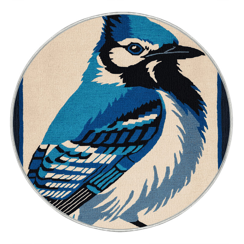  Tapis lavable bleu Jay, Rond 3 pi