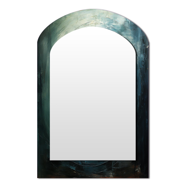 Stromy abstract vortex - Abstract Spirals Arch Decorative Mirror, Modern Asymmetrical Wall Mirror, Printed Metal Art
