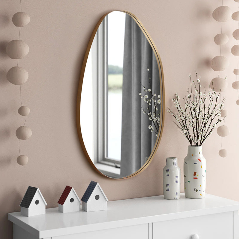 Pirlo Metal Oval Mirror, Gold