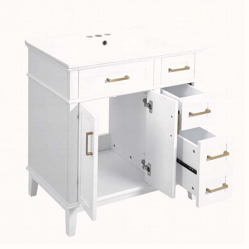 Meuble-lavabo 30 po avec lavabo en céramique, Blanc