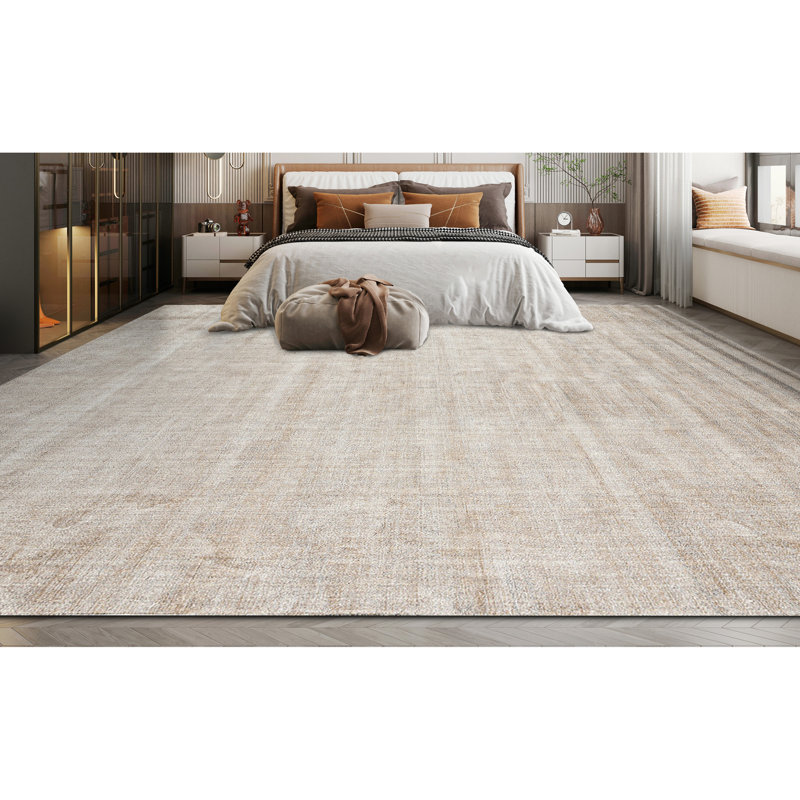 Tapis rectangulaire en soie noué à la main beige, Rectangle 9 pi x 12 pi