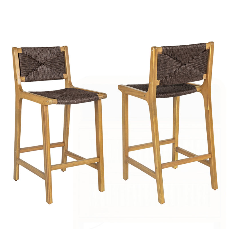 Ensemble de 2 tabourets de bar en bois d'acacia