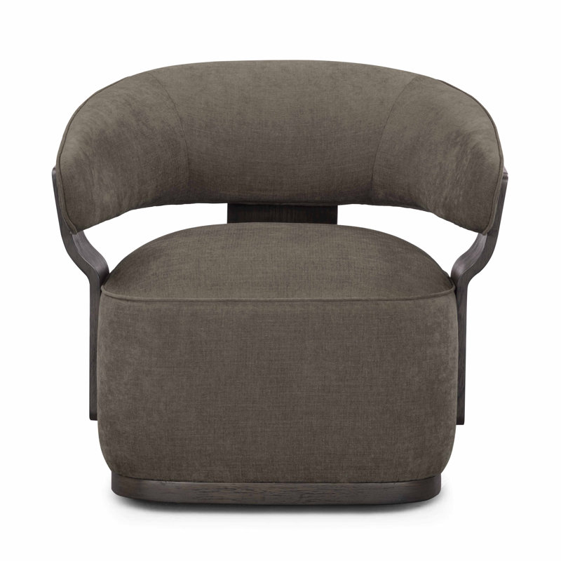 Fauteuil d'appoint pivotant en chenille et lin Madison, Gris