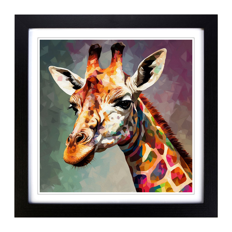 Giraffe Abstract - Single Picture Frame Print on Wood