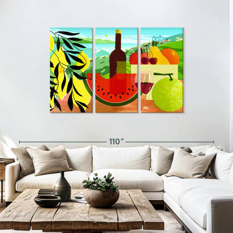 Yarlin, fruits et vin, H 48 po x l 74 po