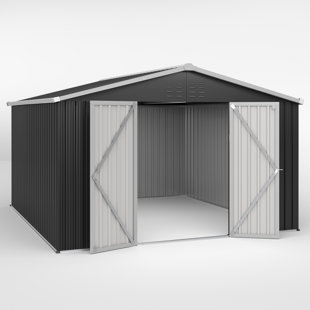 Metal Garden Shed With Lockable Door, Outdoor Storage For Tools & Bikes (Gray)