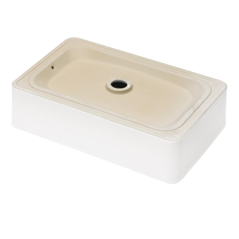 24"X16" White Ceramic Rectangular Vessel Bathroom Sink