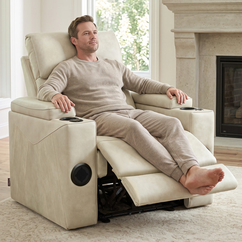 Fauteuil inclinable mural avec repose-tête électrique, siège de cinéma inclinable électrique avec haut-parleurs Bluetooth