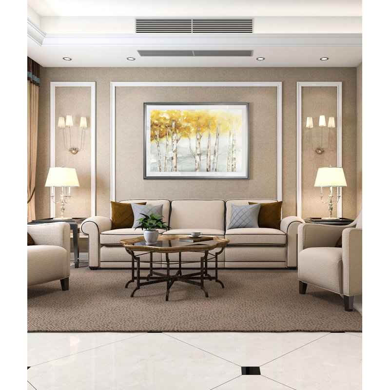 « golden trees », impression, H 20 po x l 24 po x P 1,5 po, Cadre argenté