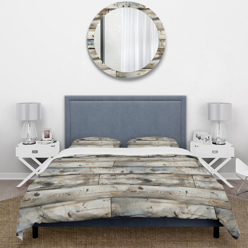 Ensemble de housse de couette Rustic Farmhouse Weathered Planks  III, Housse de couette pour très grand lit et 2 très