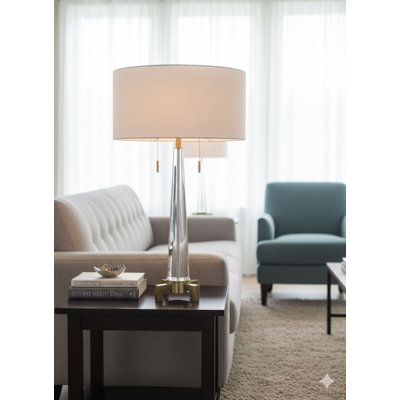 Lampe de table en laiton argenté avec abat-jour blanc 1 lumière Warwickshire