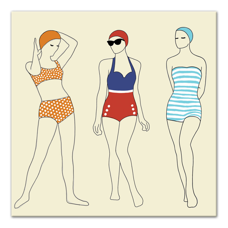 « rétro swimmers », impression sur toile tendue, H 12 po x l 12 po