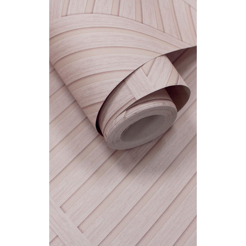 Papier peint à rayures géométriques Sage, Rose