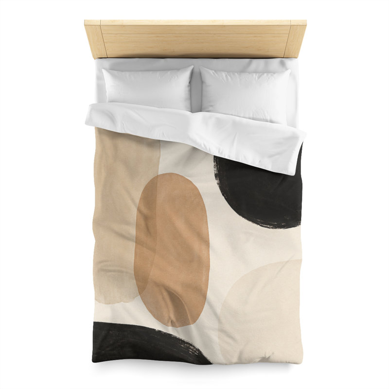 Microfiber Duvet Cover Boho Style, Design 76, White, Twin Duvet Cover