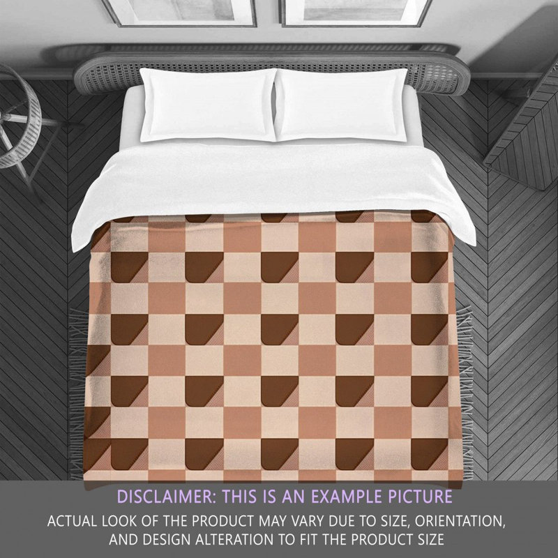Polyester Comforter, Twin Comforter, Brown/Pink Checkered