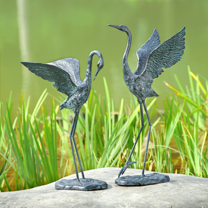 Sculpture de jardin paire de grues
