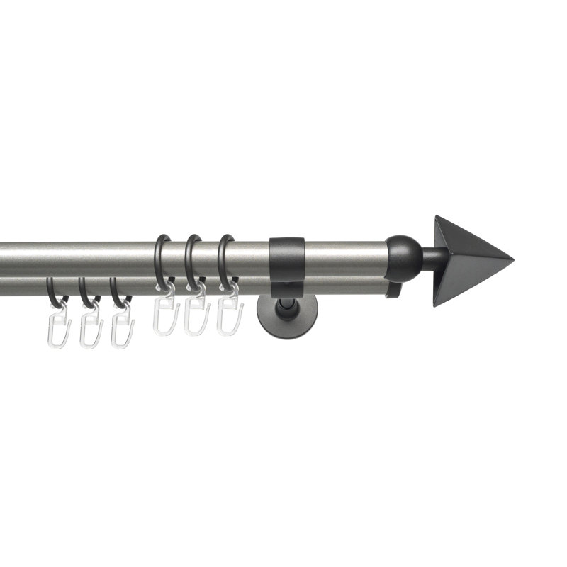 Arnak Lance Spear Curtain Rail, 3cm H x 130cm W x 20cm D, Silver and anthracite
