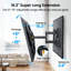 Support mural pour téléviseur à mouvement complet convenant aux téléviseurs à écran plat de 42 à 86 po et aux courbes, support pour téléviseur robuste pouvant supporter jusqu'à 132 lb, inclinable, pivotant et extensible, compatible VESA maximum 600 x 400 mm.